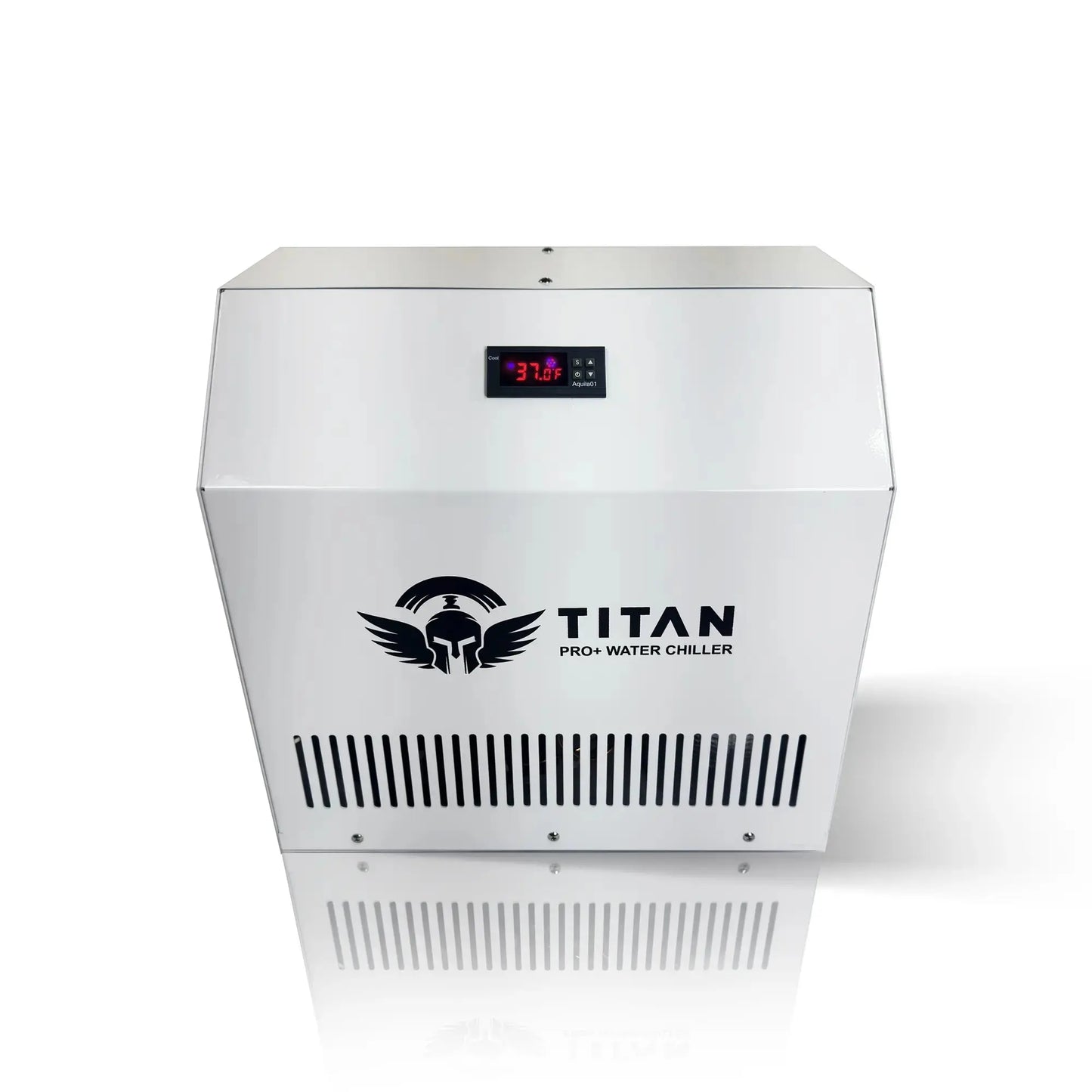 Titan 1 HP Pro Plus white water chiller, 37°F digital display and vented front panel, high capacity cooling for cold plunge tubs
